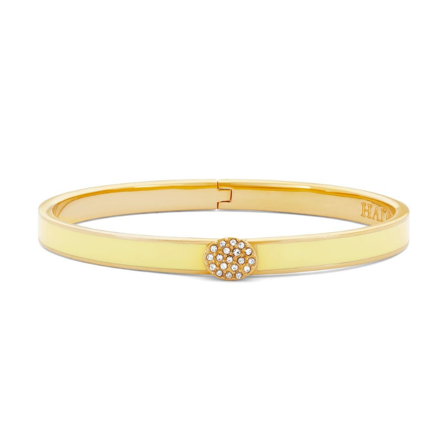 6mm Skinny Plain Pave Button Buttercup  Hinged Bileklik