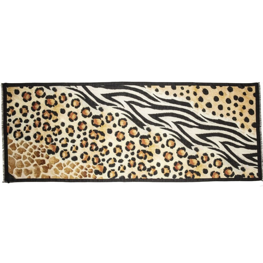 Halcyon Days Mixed Animal Print 170cm x 65cm Wool Silk Long Scarf
