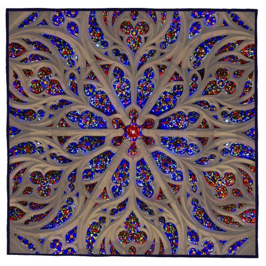 St Thomas Rose Window 90cm X 90xm 100% ipek eşarp