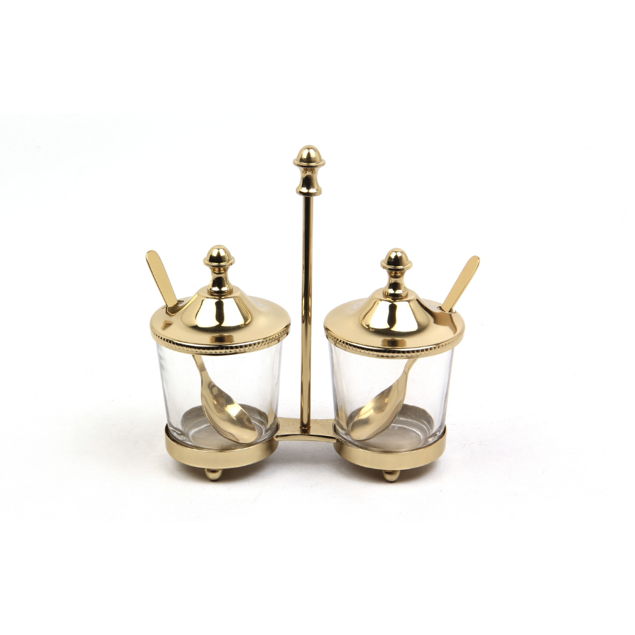 Optık Cam 2Lı Gold Baharatlık 17,5X8X20 Cm