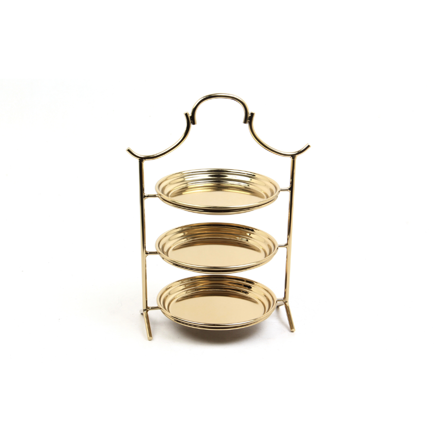  Paslanmaz Celık 3 Katlı Gold Stand 23,5X16,5X32 Cm