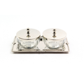 Optık Cam Tepsılı 2Lı Nıkel Baharatlık 13X23,5X9,5 Cm