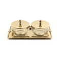Optık Cam Tepsılı 2Lı Gold Baharatlık 13X23,5X9,5 Cm