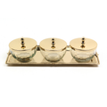 Optık Cam Tepsılı 3Lu Gold Baharatlık 13X34X9,5 Cm