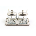 Optık Cam Tepsılı 2Lı Nıkel Kavanoz Setı 12,5X21X13 Cm