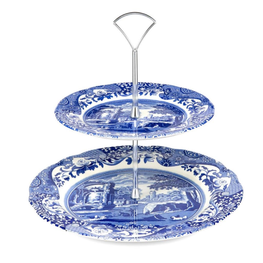 Spode BLI.5125 Blue Italian 2 katlı kek servis