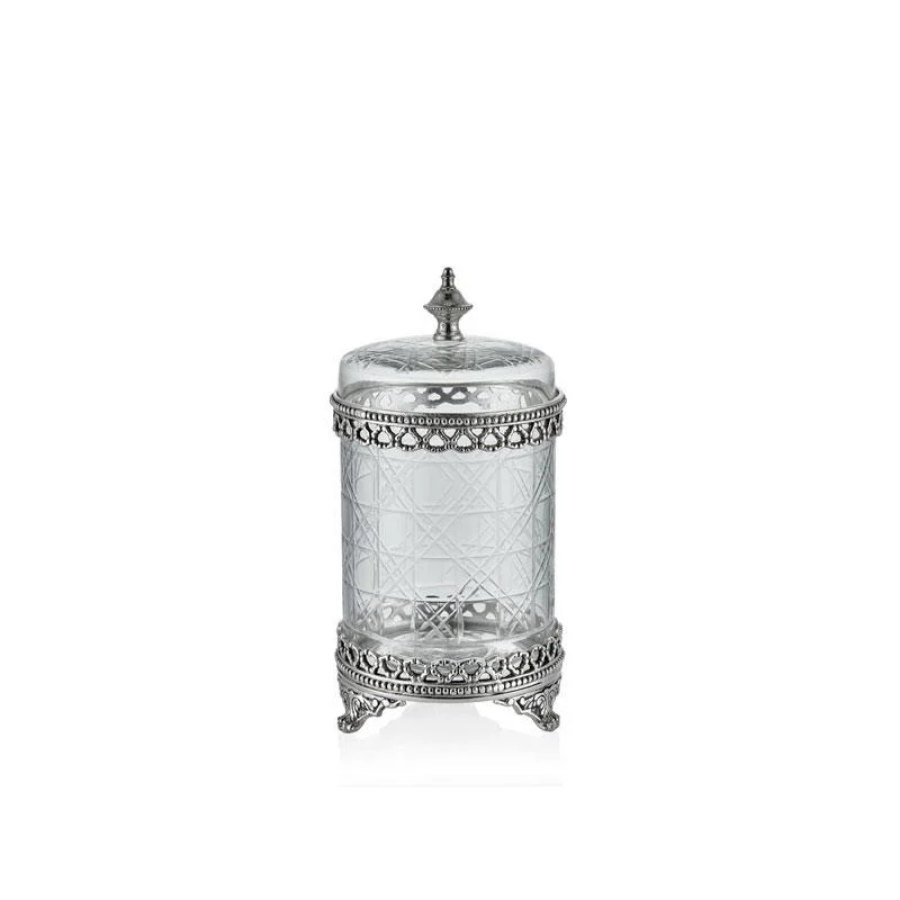 Lamedore Fancy Medium Glass Box Silver 13 x 24 cm