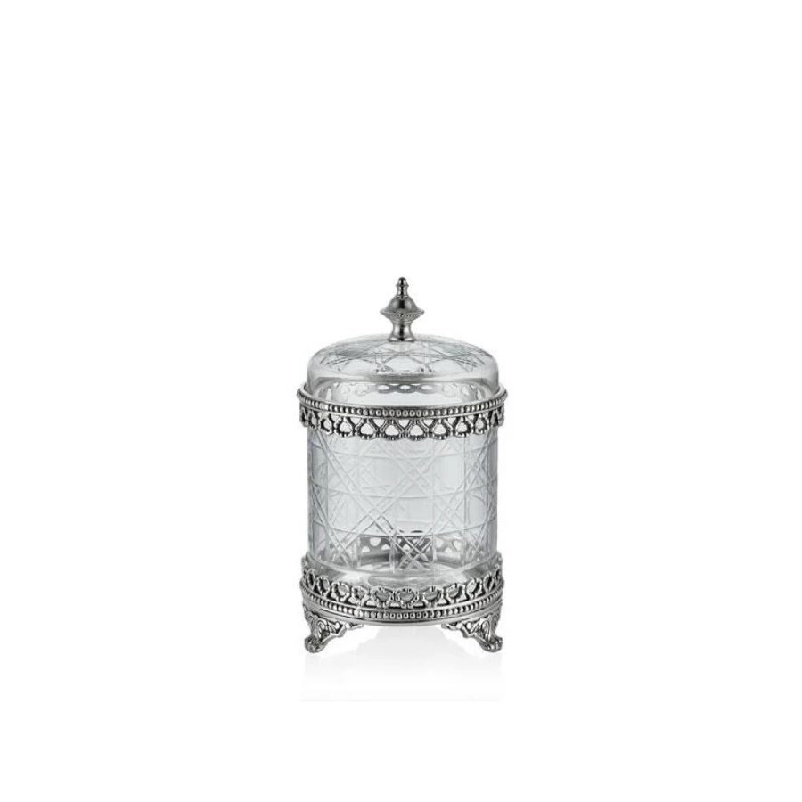Lamedore Fancy Small Glass Box Silver 13 x 22 cm
