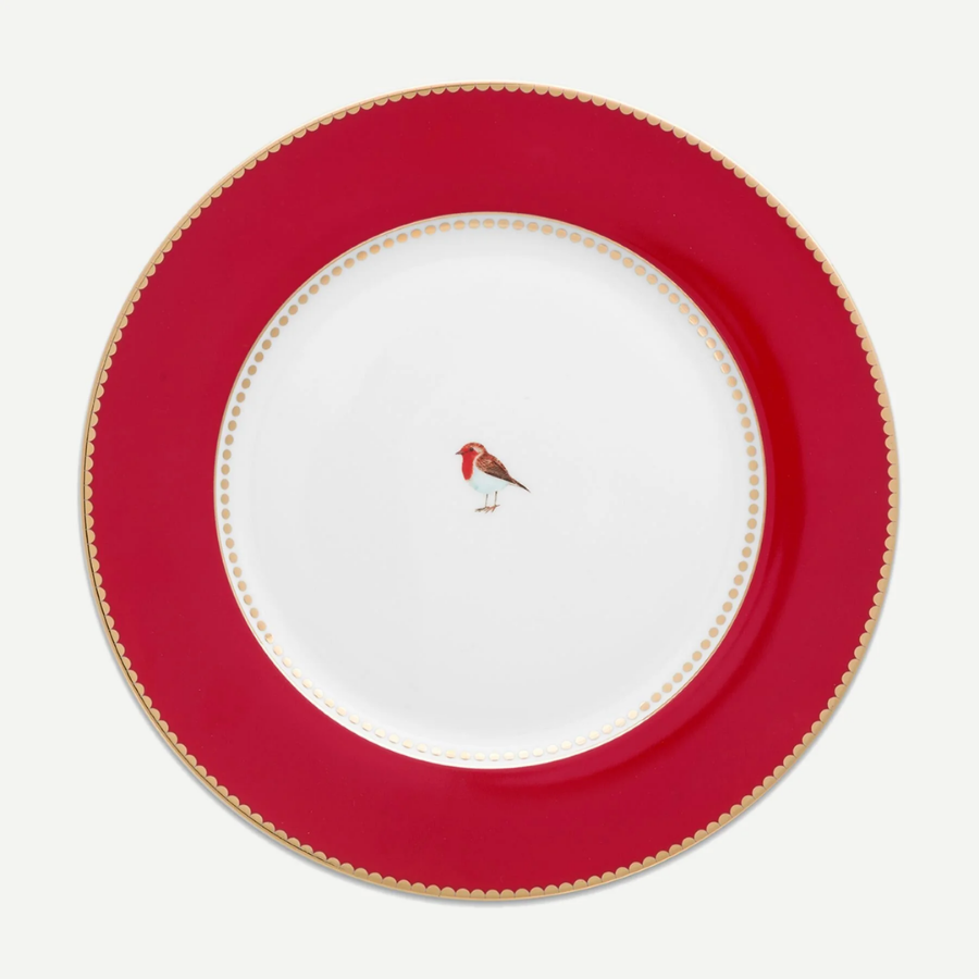 Love Birds Kırmızı Yemek Tabağı 26,5 cm