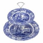 Spode BLI.5125 Blue Italian 2 katlı kek servis