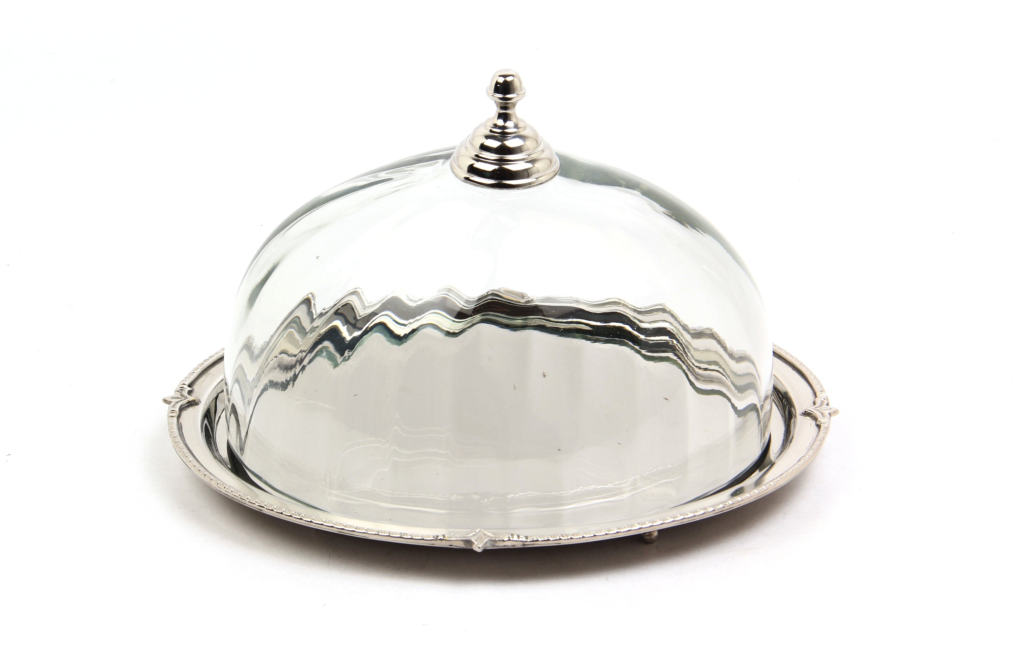 Optık Cam Nıkel Oval Kek Standı 25,5X31X18,5 Cm