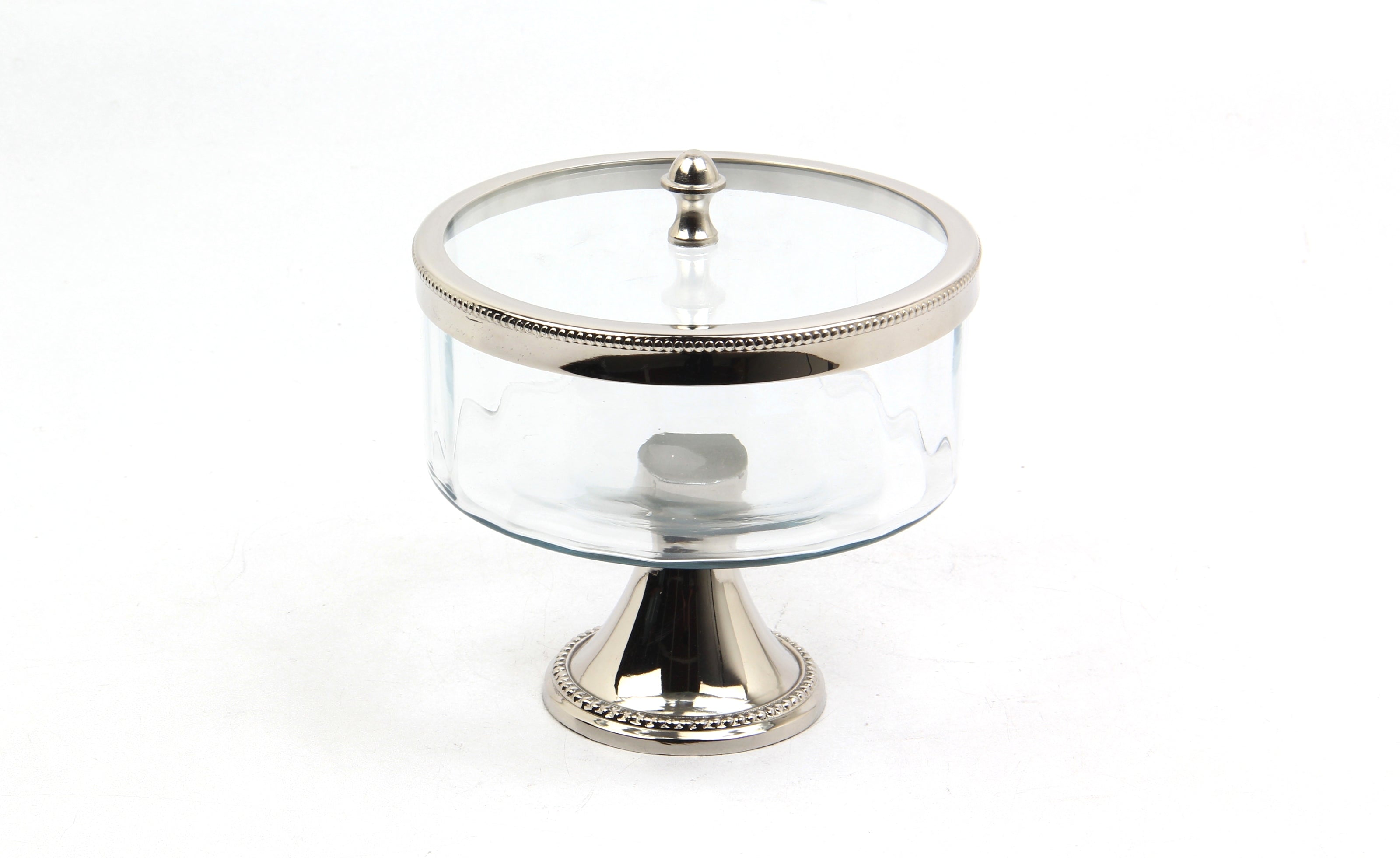 Optik Cam Ayaklı Küçük Nikel Kapaklı Kase 15,7X15,7X18,5 Cm