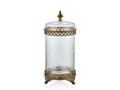 Fancy Bıg Glass Box Antıque Brass 13X28 Cm