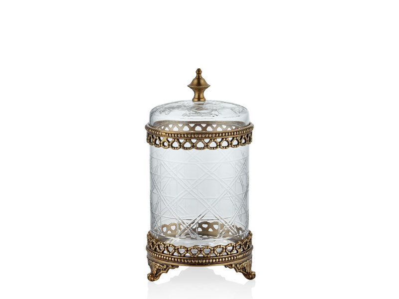 Lamedore Fancy Medium Glass Box Antıque Brass 13X24 Cmm