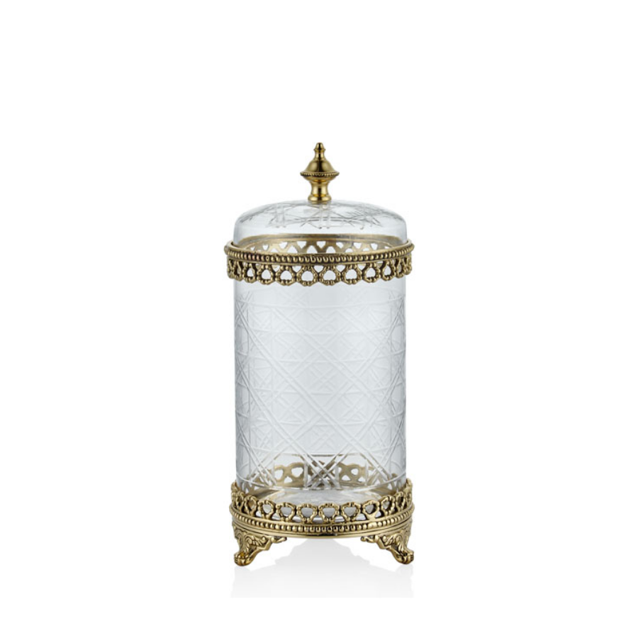 Lamedore Fancy Big Glass Box Antique Gold 13 x 28 cm