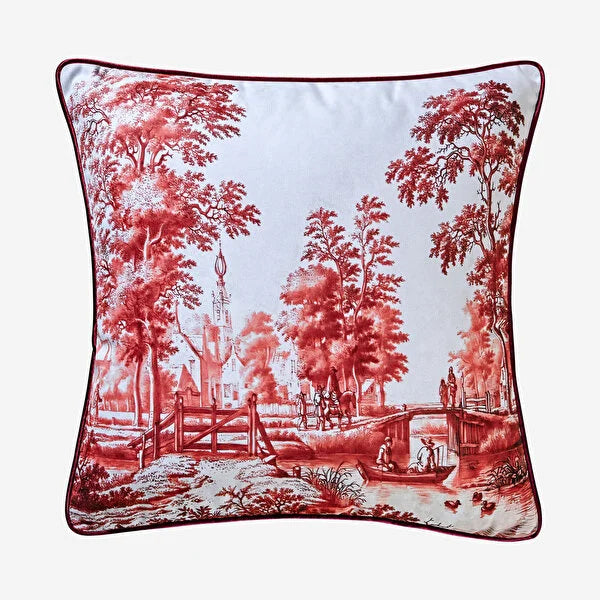 Chiara Alessi Romance Kırmızı Ağaç Desenli Dekoratif Yastık 43 x 43 cm