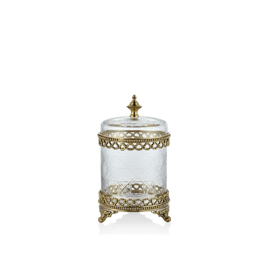 Lamedore Fancy Small Glass Box Antique Gold 13 x 22 cm