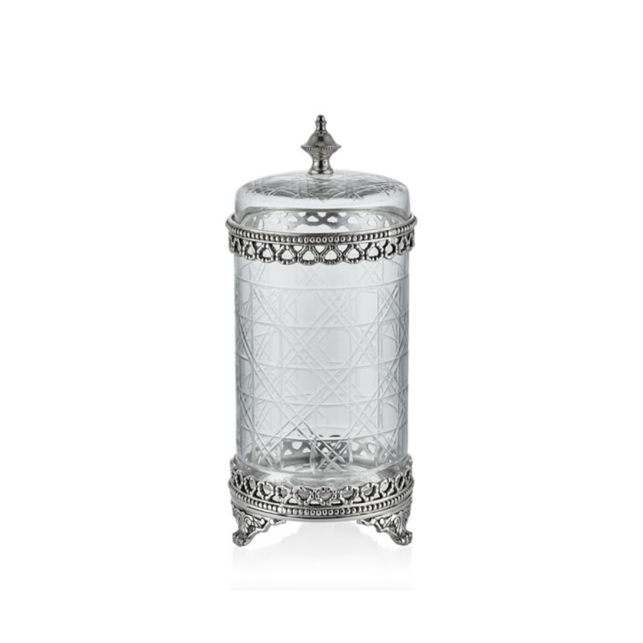 Lamedore Fancy Big Glass Box Silver 13 x 28 cm