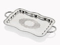 Engrave Border Dikdörtgen Gümüş Tepsi 39x20x2 Cm
